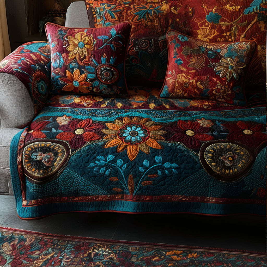 Quilted Sofa Cover - Boho Meadow — view 1