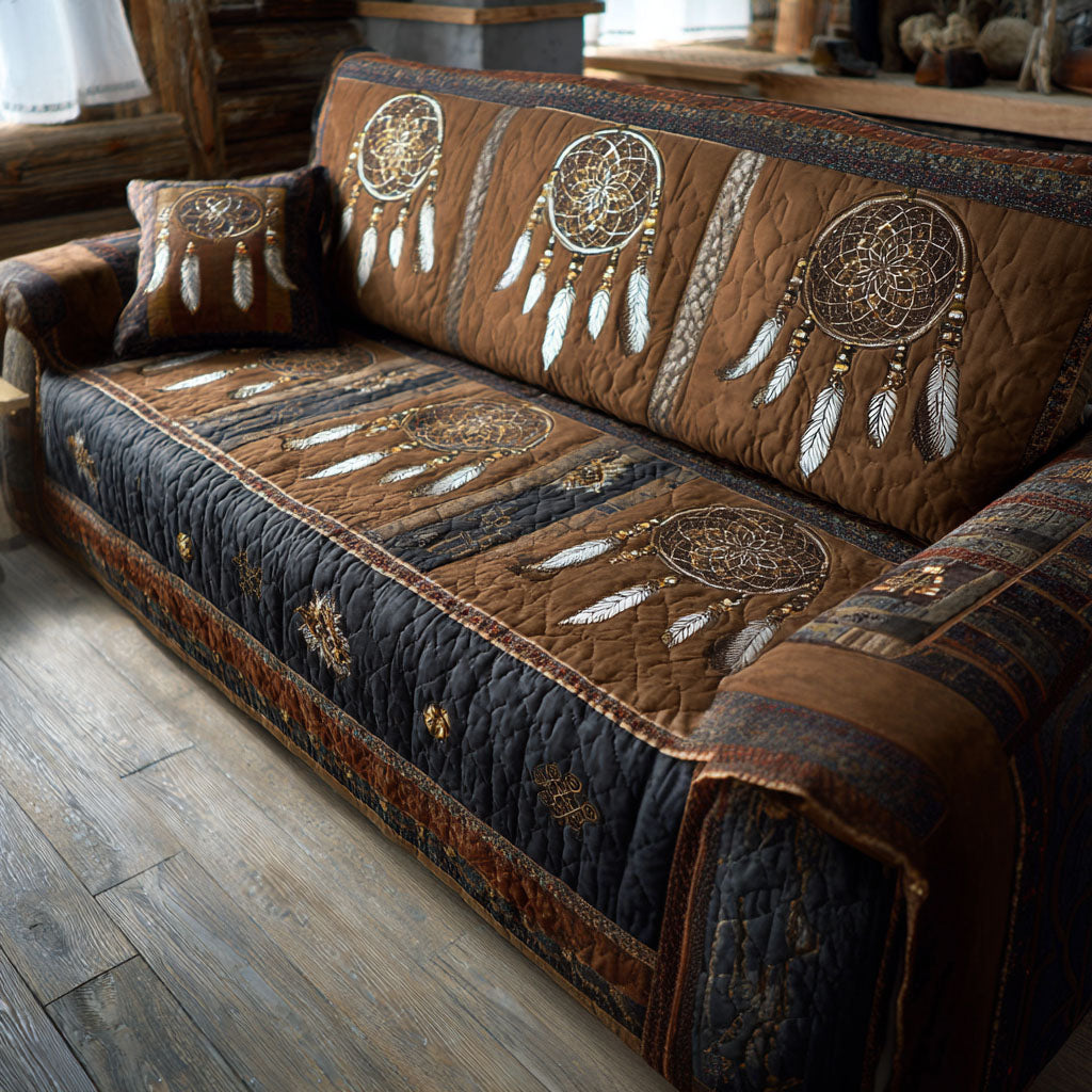 Quilted Sofa Cover - Night Tribal Pattern — view 1