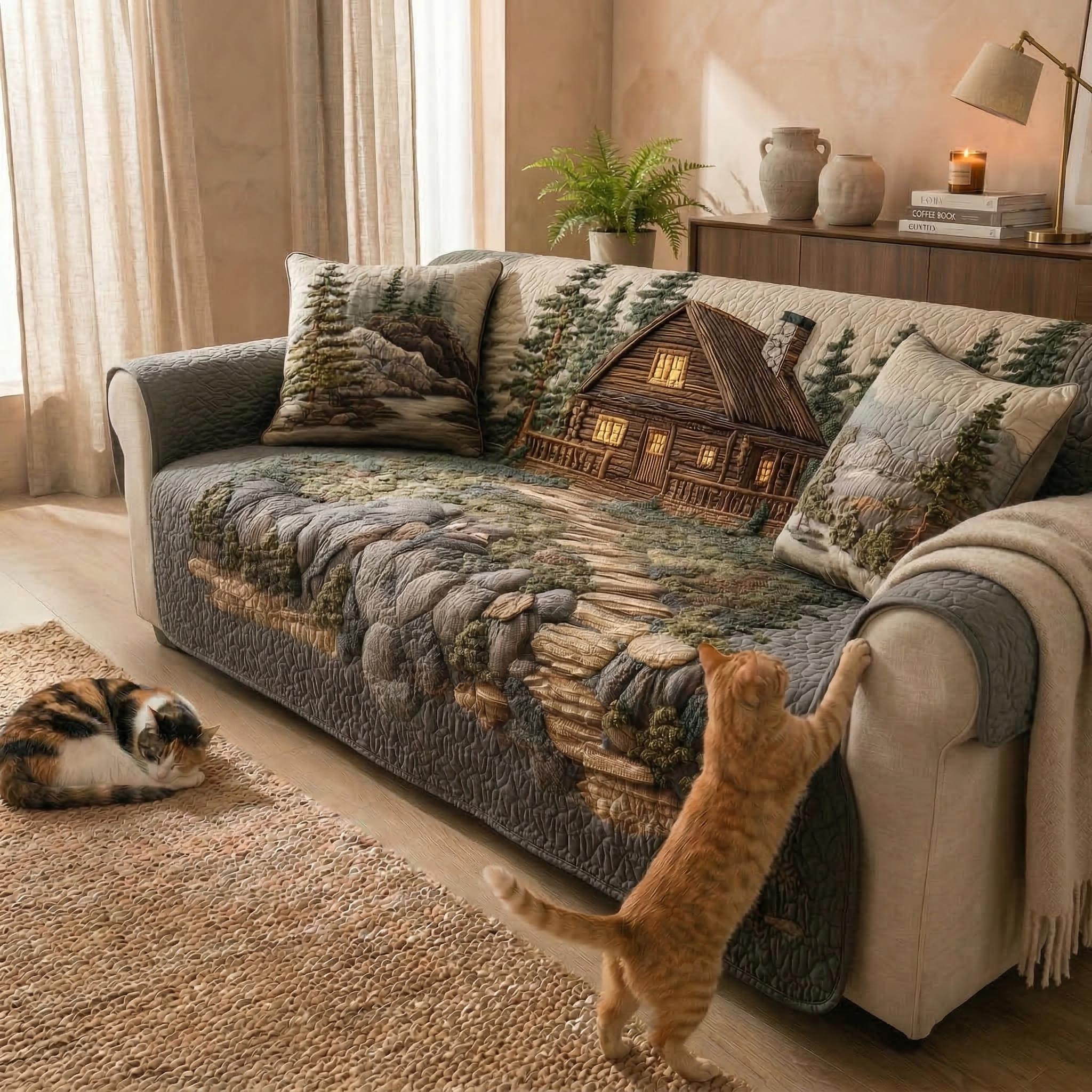 Quilted sofa cover - Forest pattern — view 3