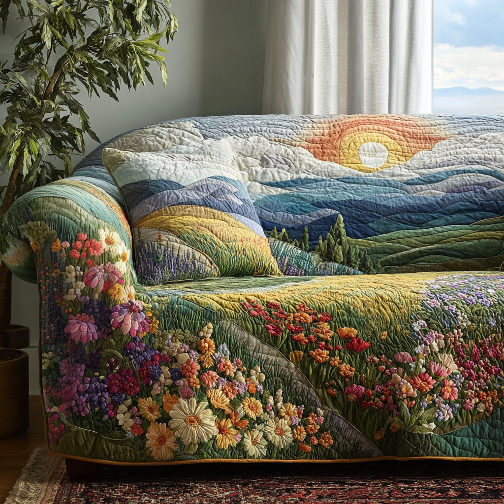 Quilted sofa cover - Shining meadow — view 1