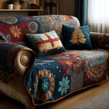 Quilted sofa cover - Delicate boho pattern — view 1