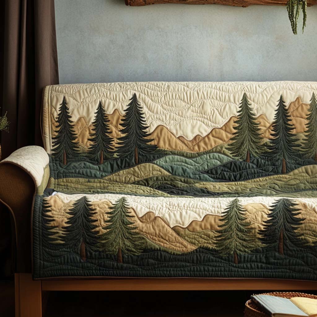 Quilted sofa cover - Peaceful forest landscape — view 1