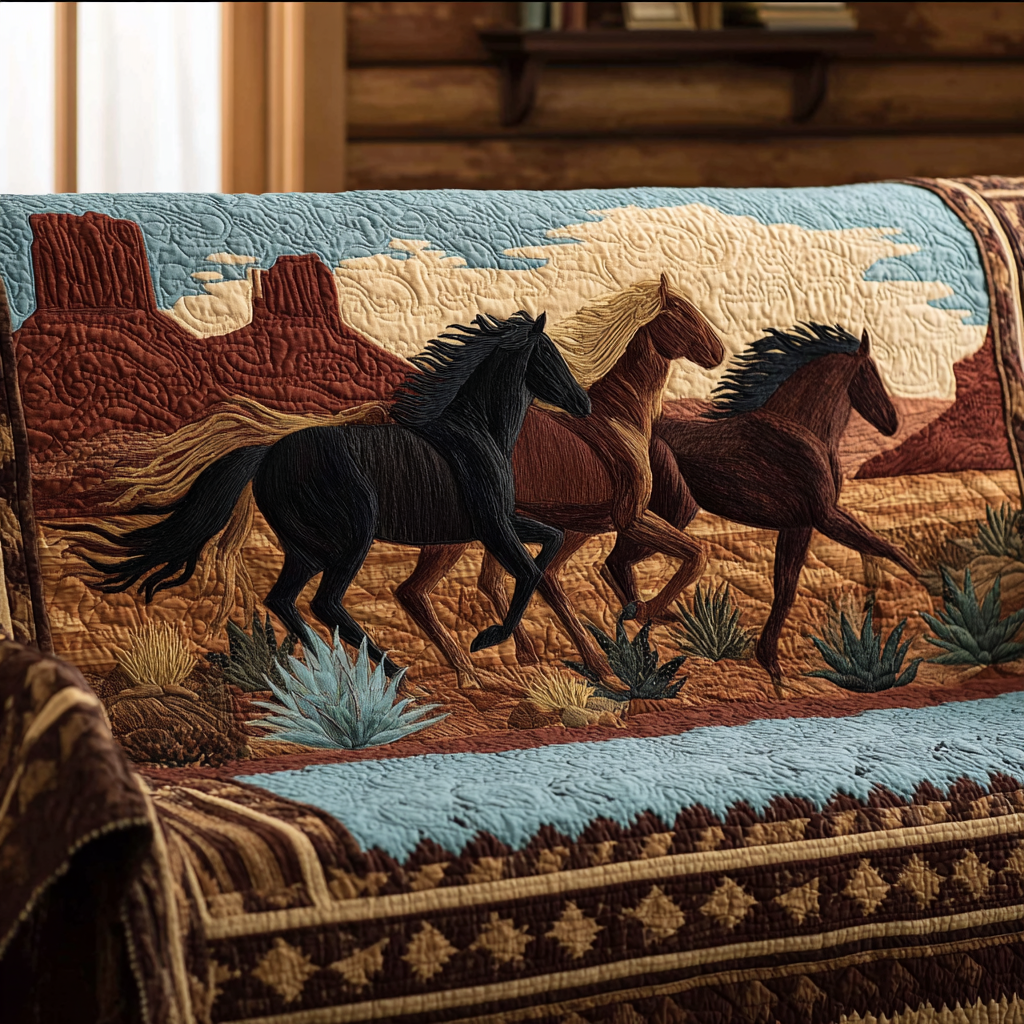 Quilted sofa cover - Galoppierendem horse — view 1