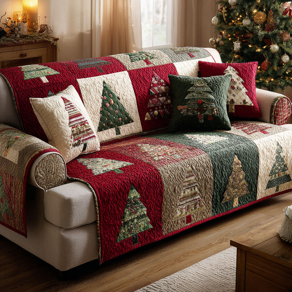 Quilted sofa cover - cosy Christmas pattern — view 1