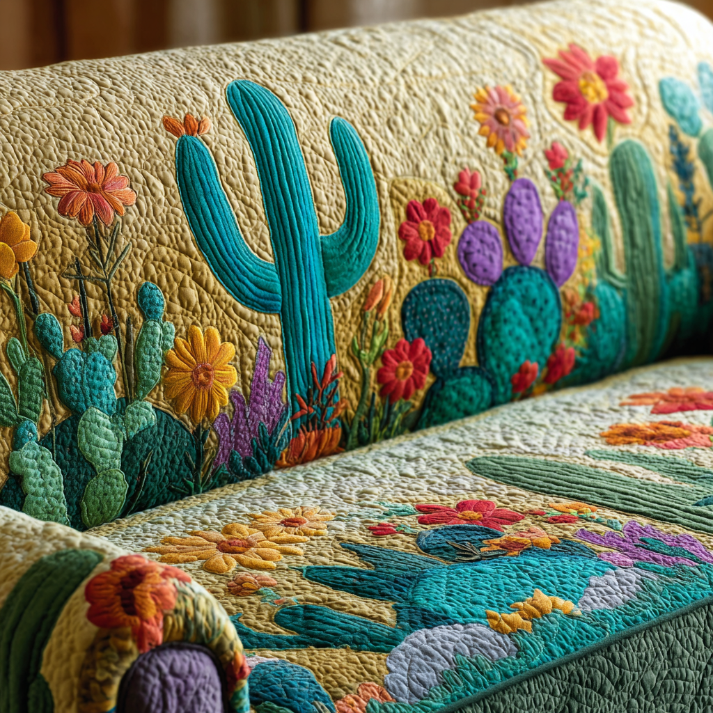 Quilted Sofa Cover - Cactus Sunset — view 1