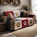 Quilted sofa cover - Christmas paws — view 1