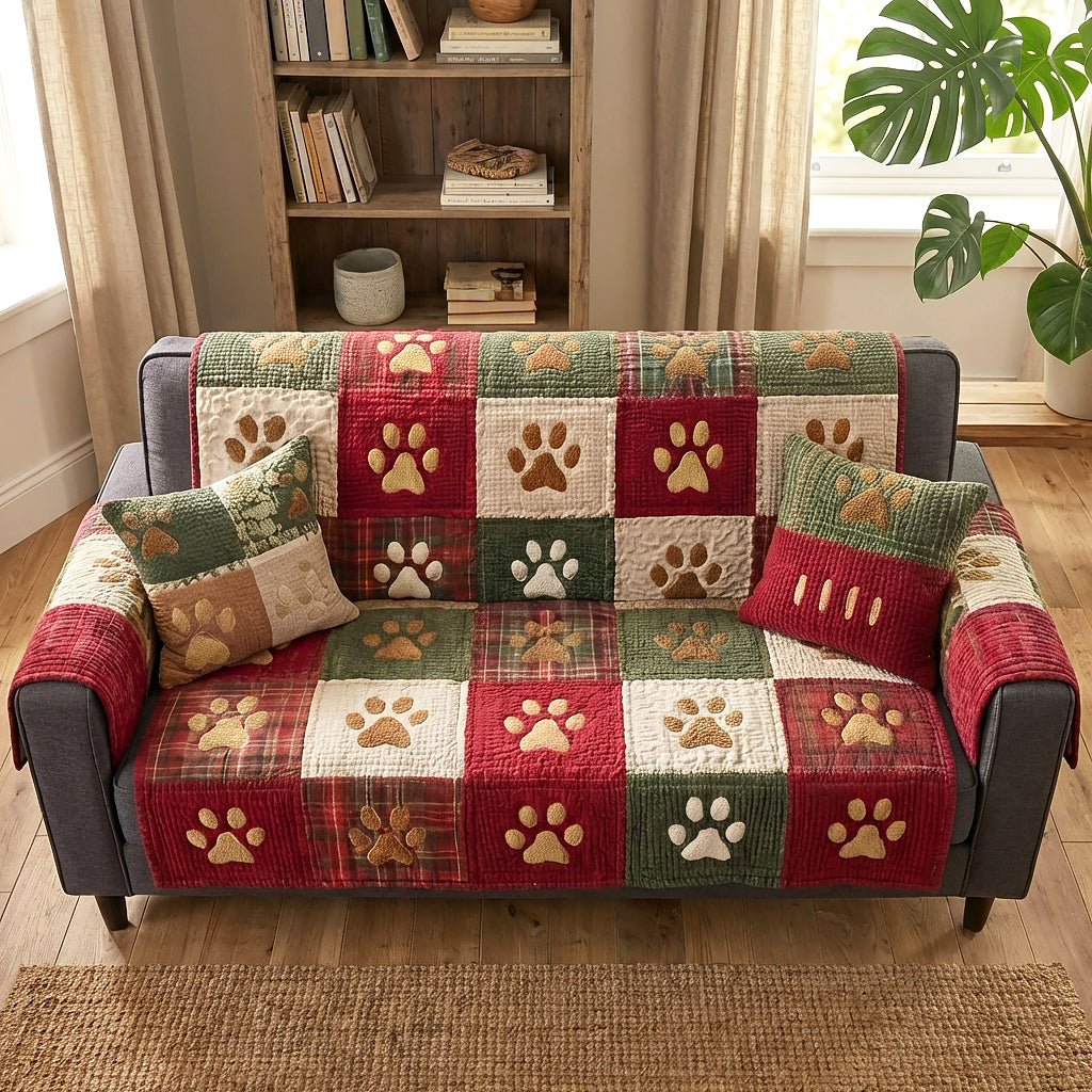 Quilted sofa cover - Christmas paws — view 2