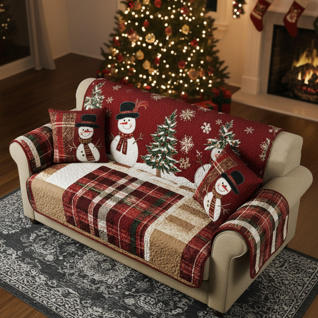 Quilted sofa cover - Christmas pattern — view 4