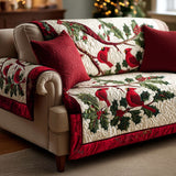 Quilted Sofa Cover - Crimson Roten Cardinal Finches — view 1