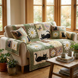 Quilted sofa cover - Cat and flowers — view 1