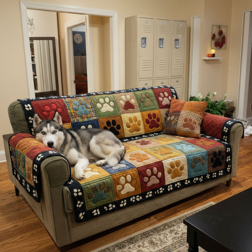 Quilted Sofa Cover - Pawprints — view 4