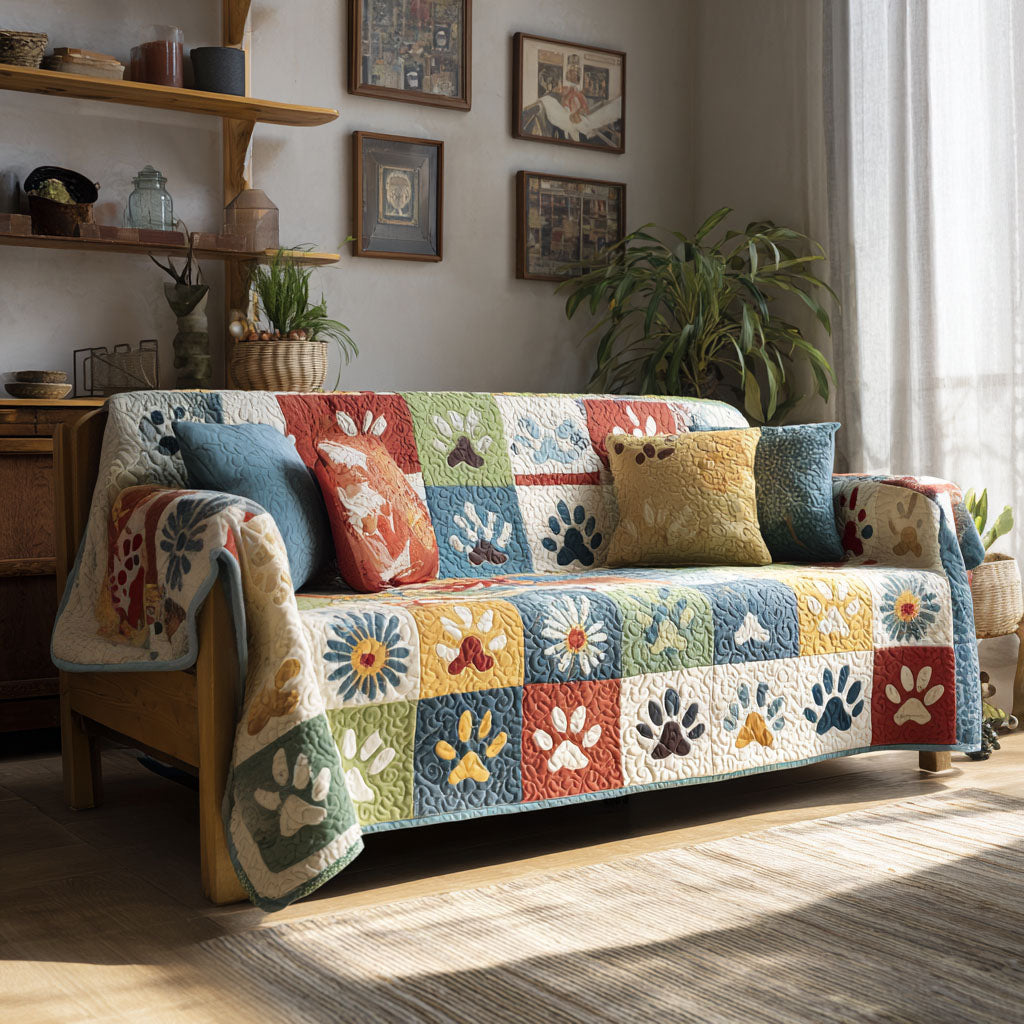 Quilted Sofa Cover - Pawprints — view 7