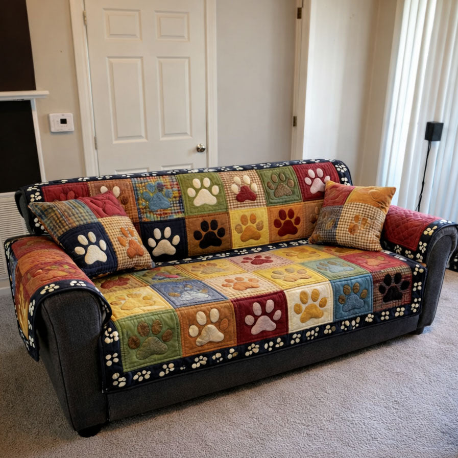 Quilted Sofa Cover - Pawprints — view 6