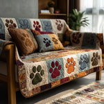 Quilted sofa cover - with paw prints — view 3