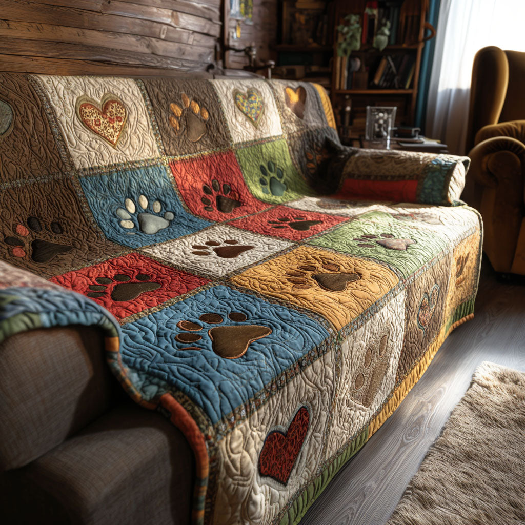 Quilted sofa cover - with paw prints — view 4