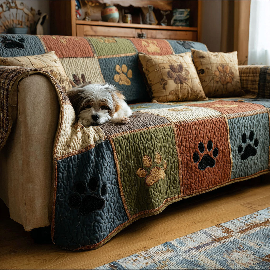 Quilted sofa cover - with paw prints — view 6