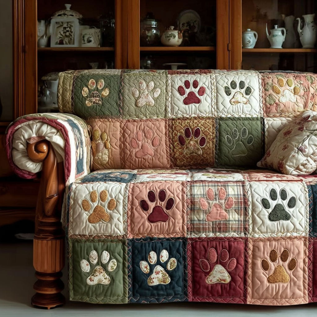 Quilted sofa cover - with paw prints — view 9