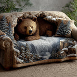 Quilted sofa cover - Bear and hut — view 1