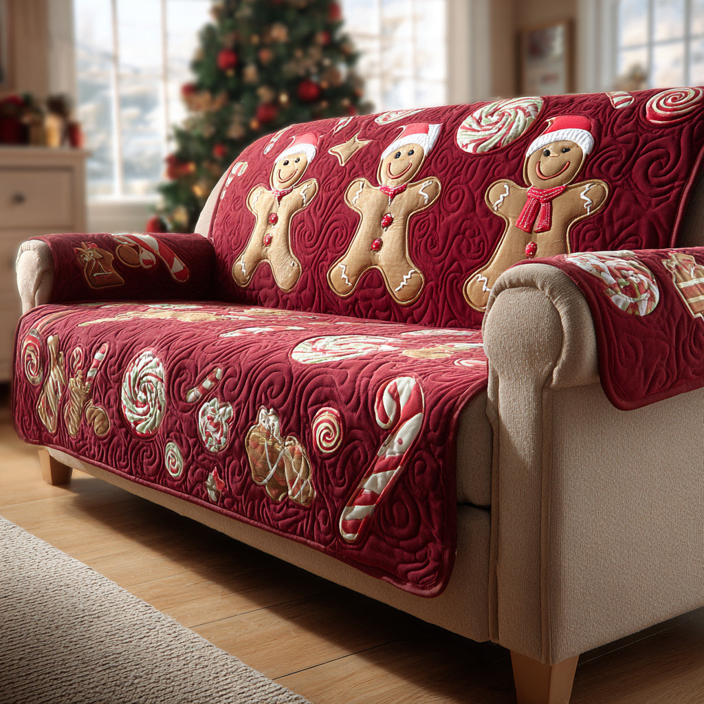 Quilted Sofa Cover - Gingerbread Man — view 1
