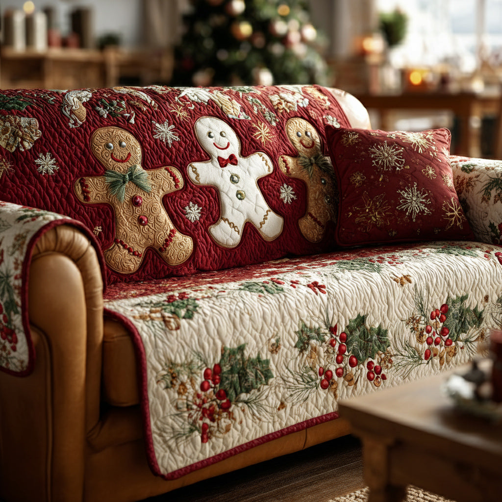Quilted Sofa Cover - Gingerbread Man — view 1
