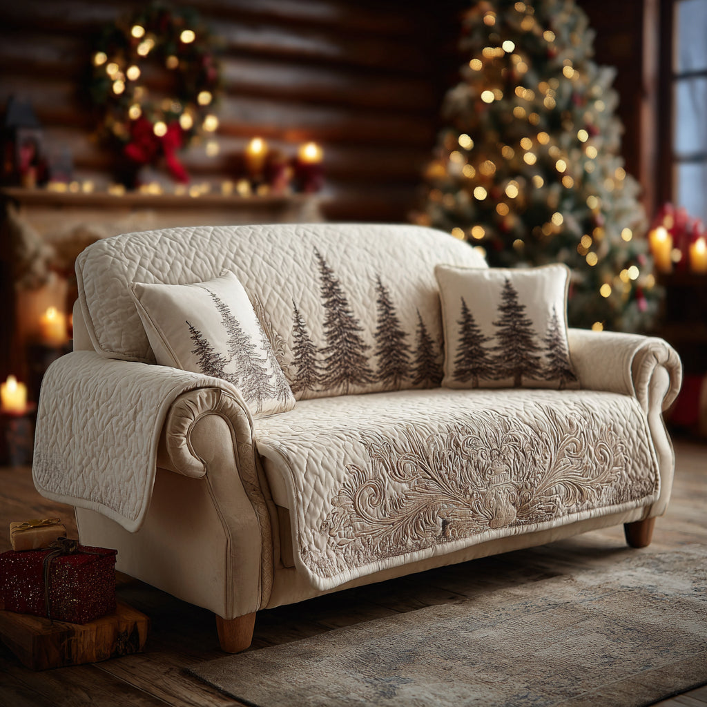 Quilted sofa cover - Tranquil forest — view 1