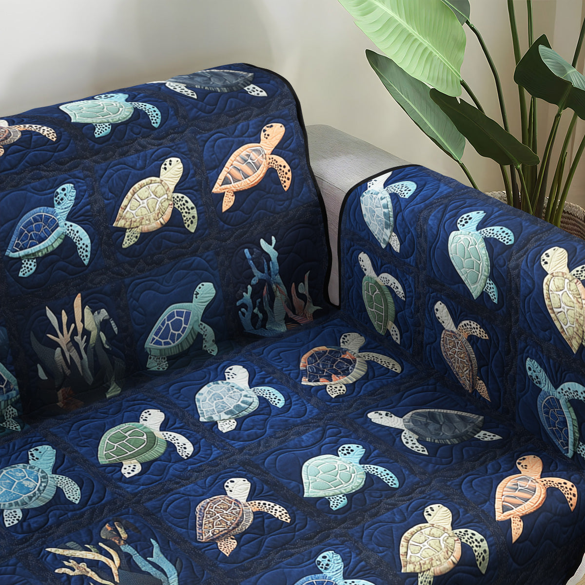 Quilted sofa cover - Ocean pattern — view 1