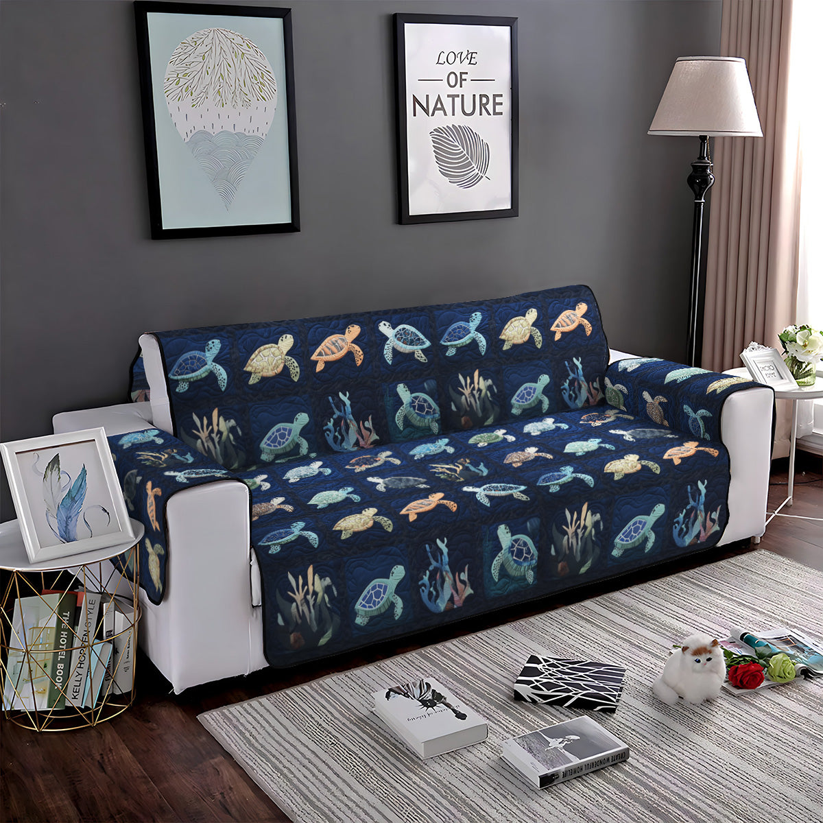 Quilted sofa cover - Ocean pattern — view 3