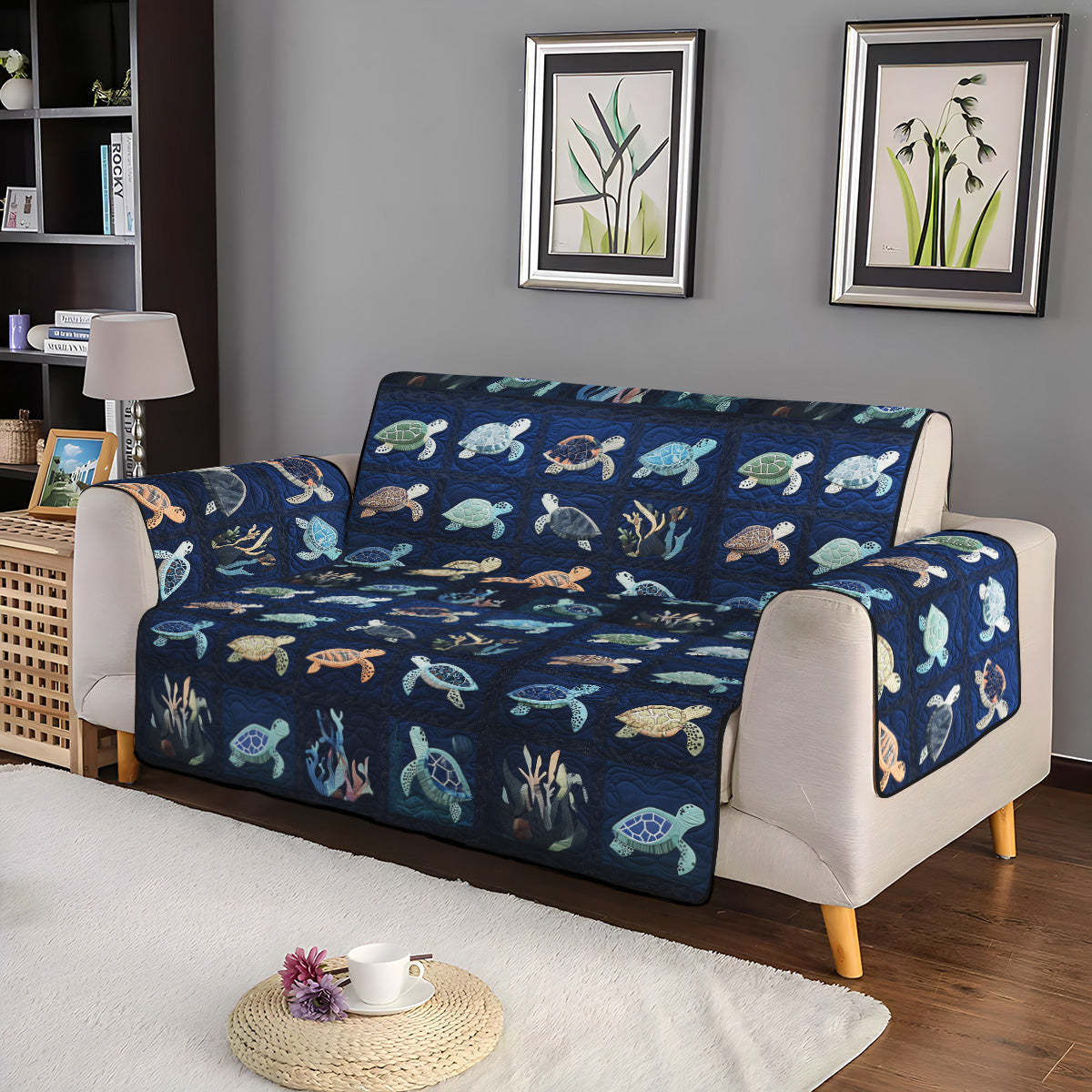 Quilted sofa cover - Ocean pattern — view 4