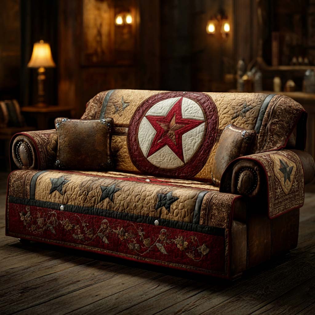 Quilted Sofa Cover - Rustic Lone Star — view 1