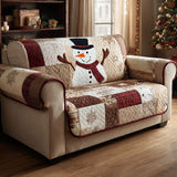 Quilted Sofa Cover - Rustic Snowman — view 1