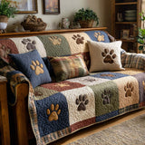 Quilted sofa cover - Rustic paw print — view 1