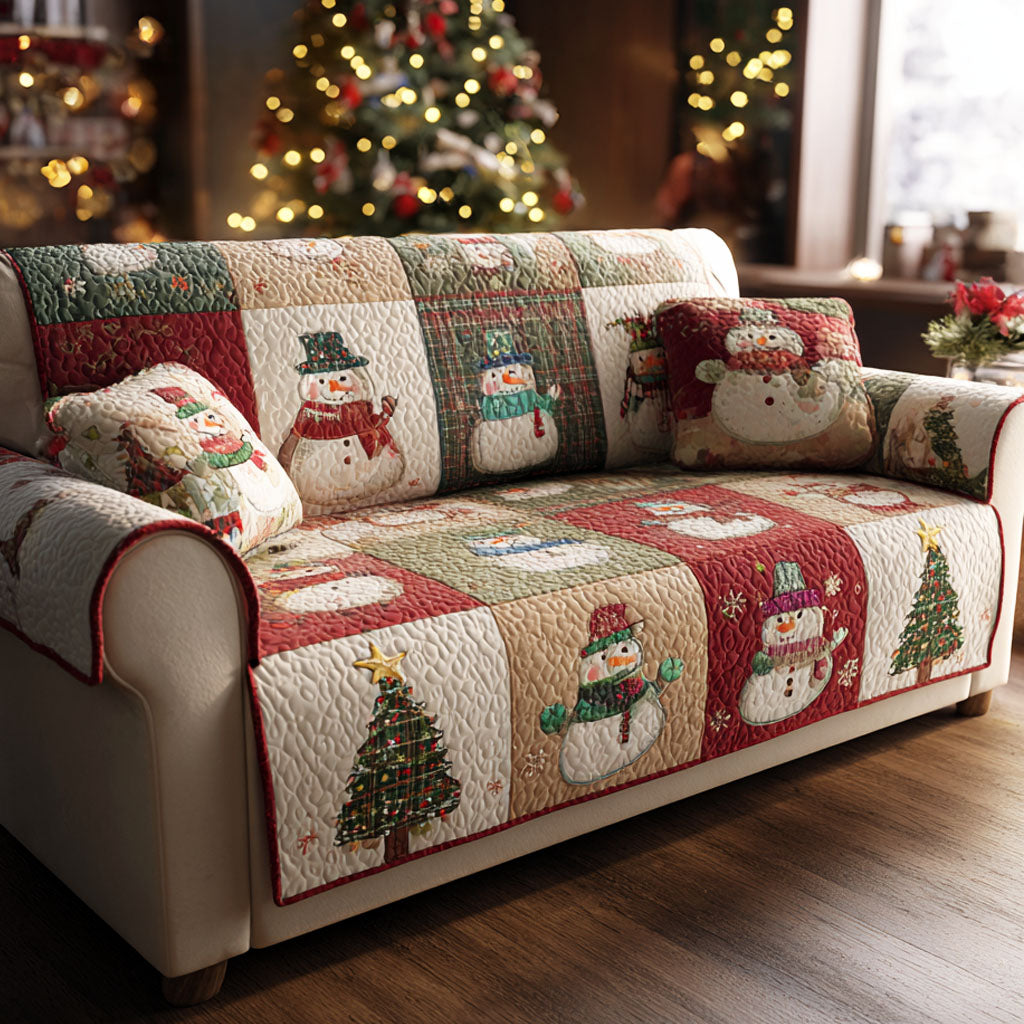 Quilted sofa cover - Rustic patchwork — view 1