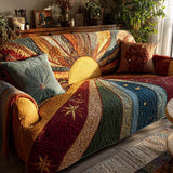 Quilted Sofa Cover - Rustic Patchwork Sunrise — view 1