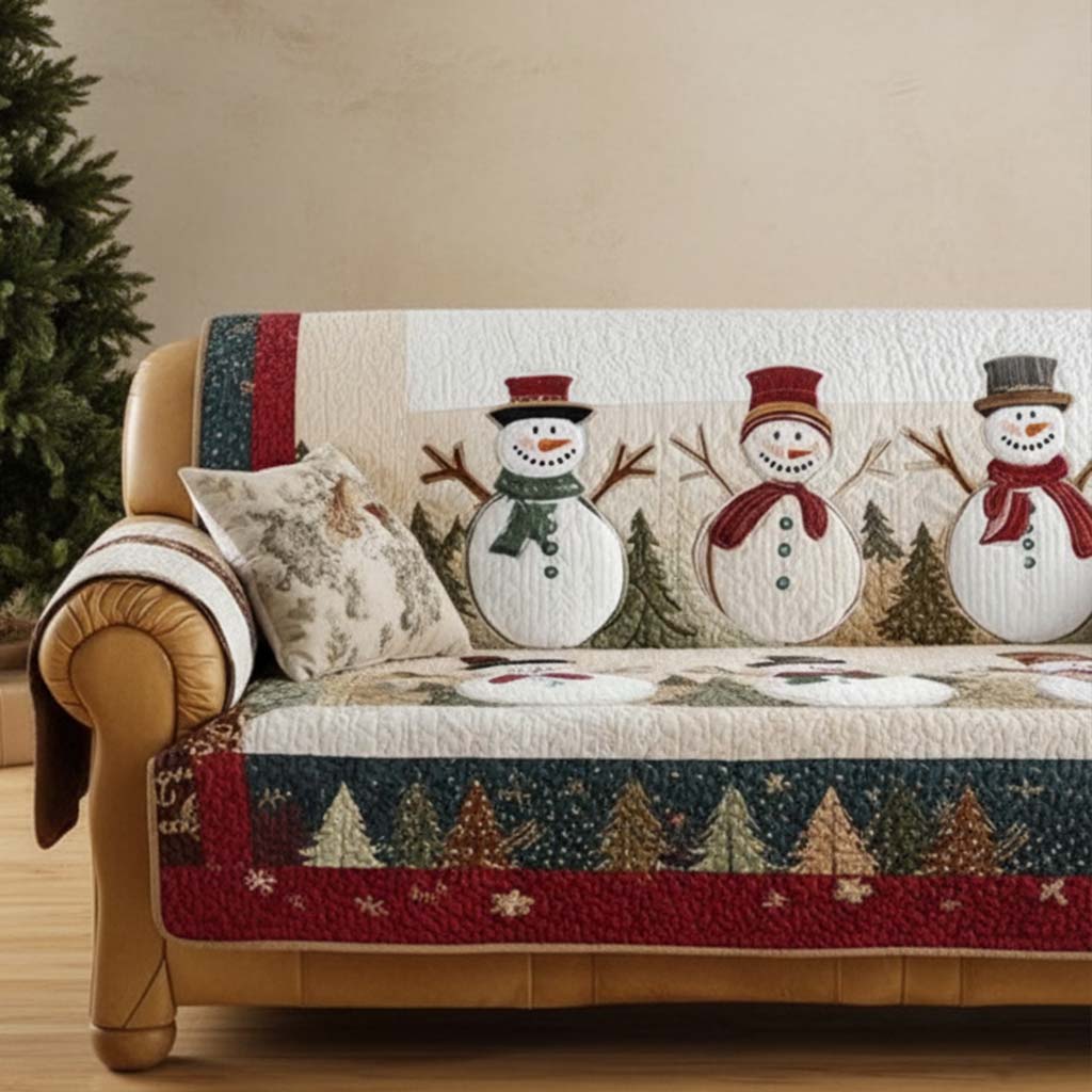 Quilted Sofa Cover - Snow Friends — view 2