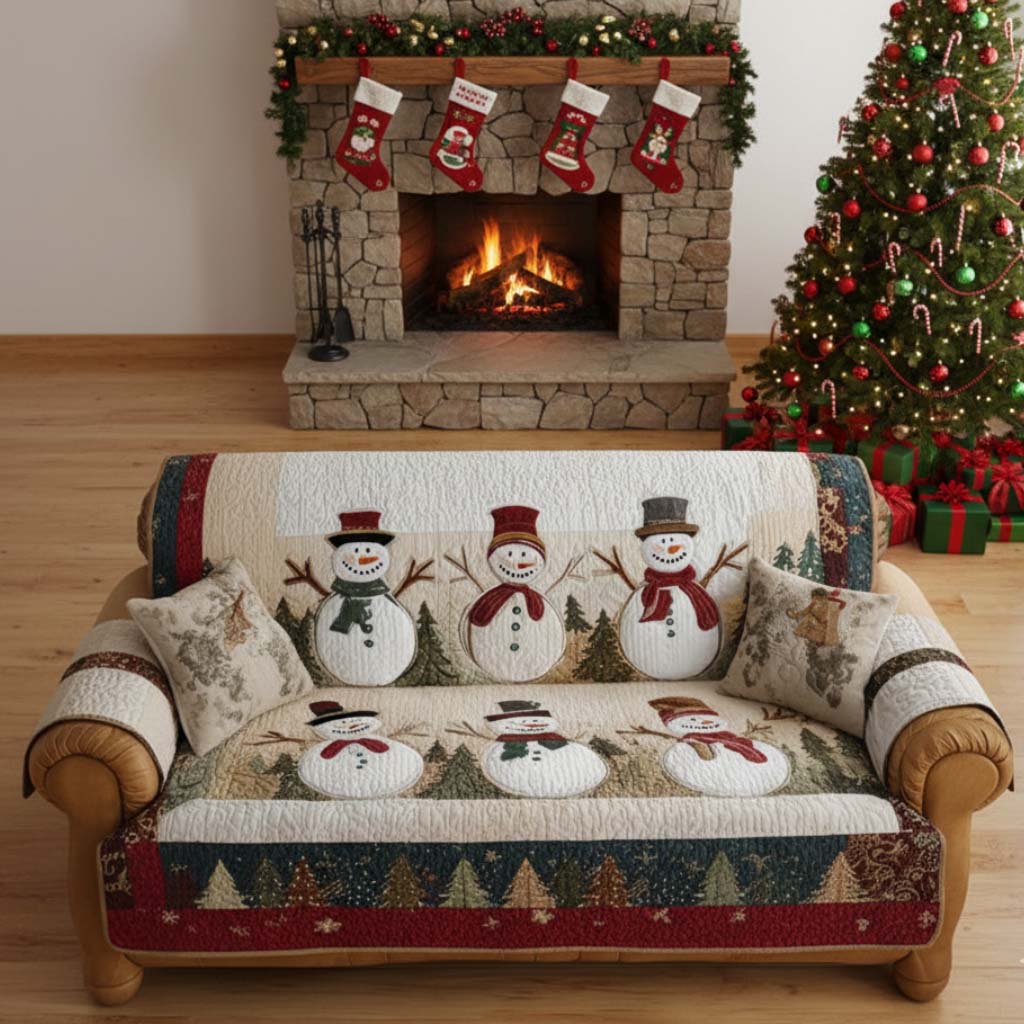 Quilted Sofa Cover - Snow Friends — view 4