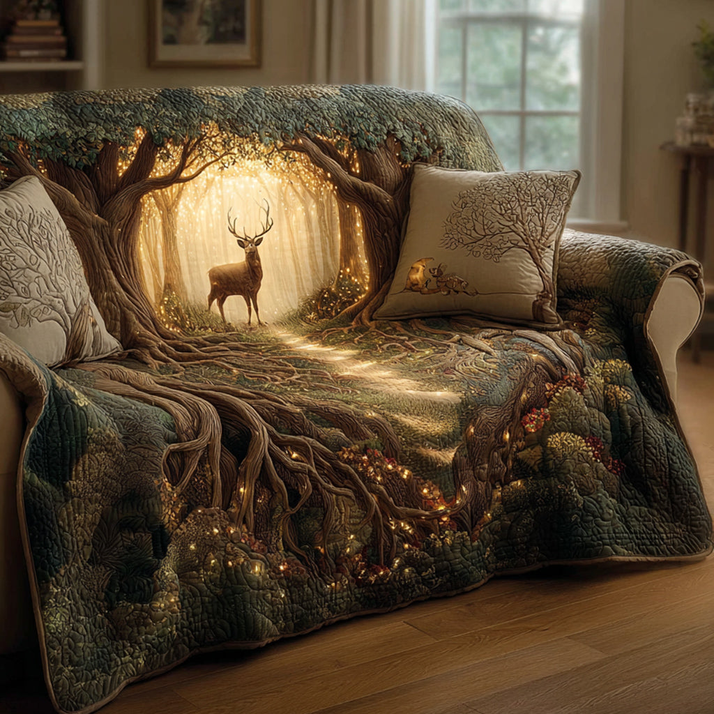 Quilted sofa cover - Deer forest — view 1