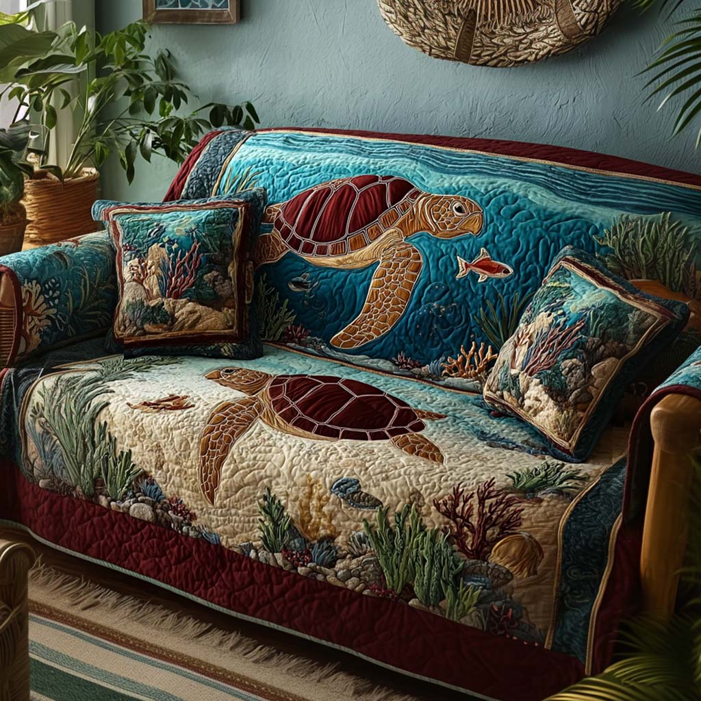 Quilted sofa cover - Tortoise — view 1