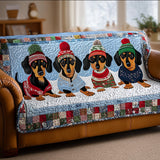 Quilted sofa cover - Winter Dachshund — view 1