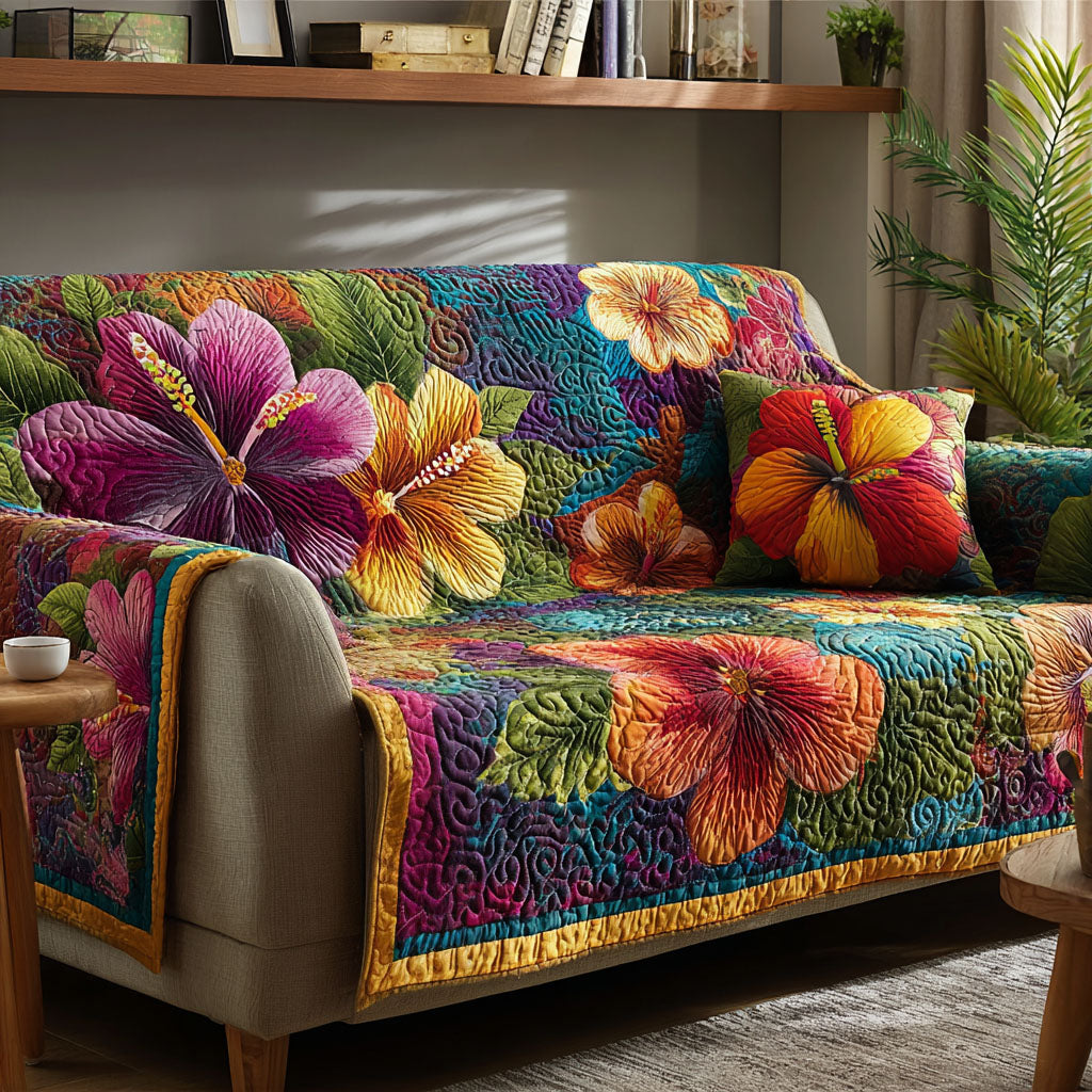 Quilted sofa cover - Tropical flowers — view 1