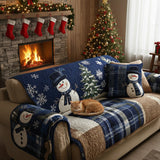 Quilted Sofa Cover - Festive Blue — view 2