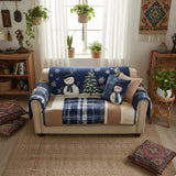 Quilted Sofa Cover - Festive Blue — view 3