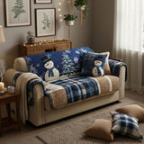 Quilted Sofa Cover - Festive Blue — view 4