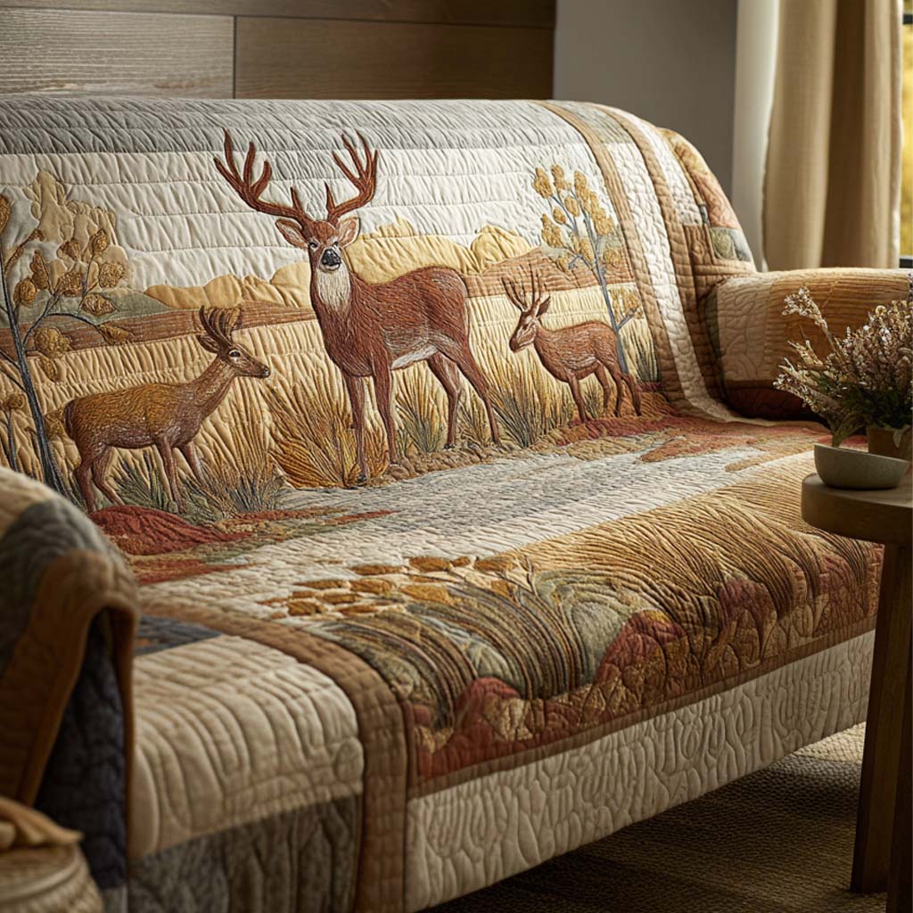 Quilted sofa cover - Verstecktem deer — view 1