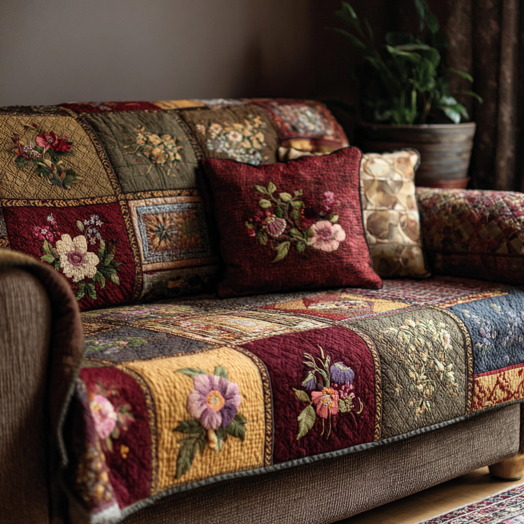 Quilted Sofa Cover - Flower Cottage — view 1