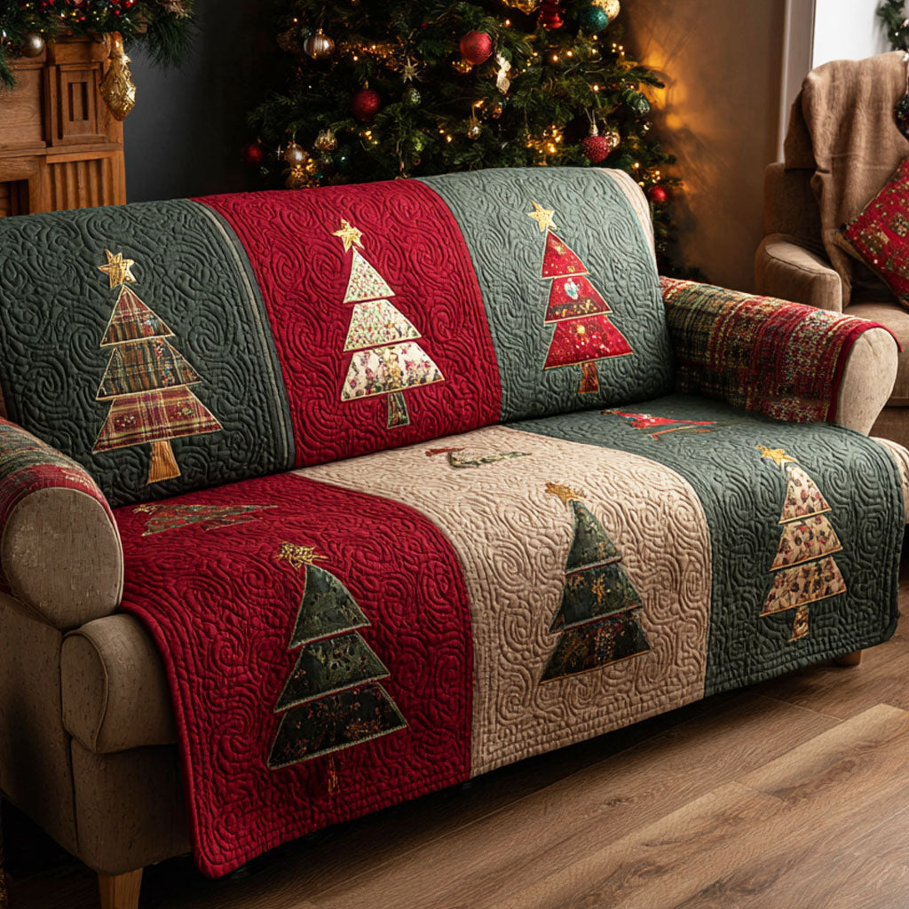 Quilted sofa cover - Christmas trees — view 1