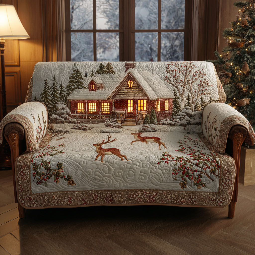 Quilted Sofa Cover - Christmas Reindeer — view 1