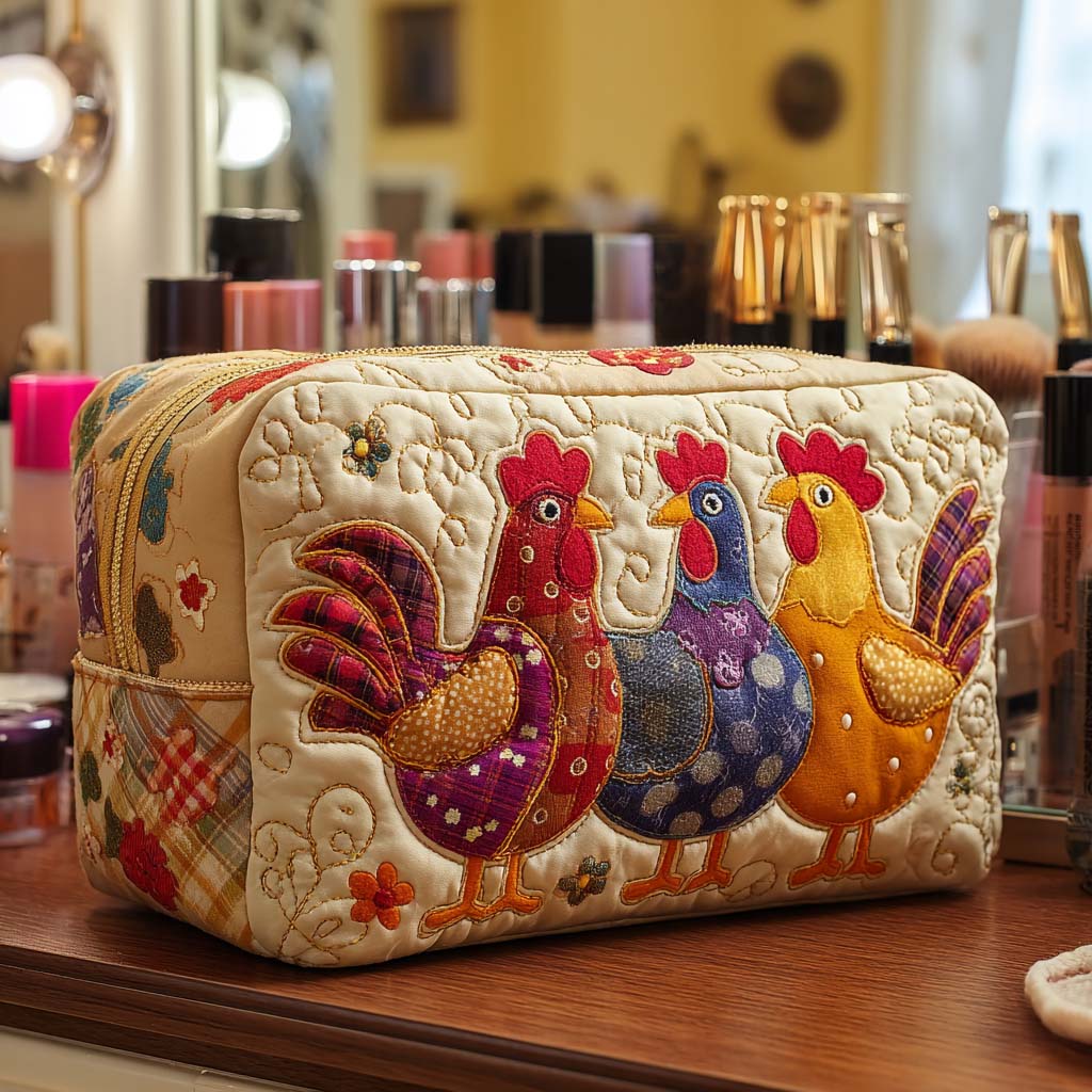Quilted cosmetic bag - Dreamy hen — view 1