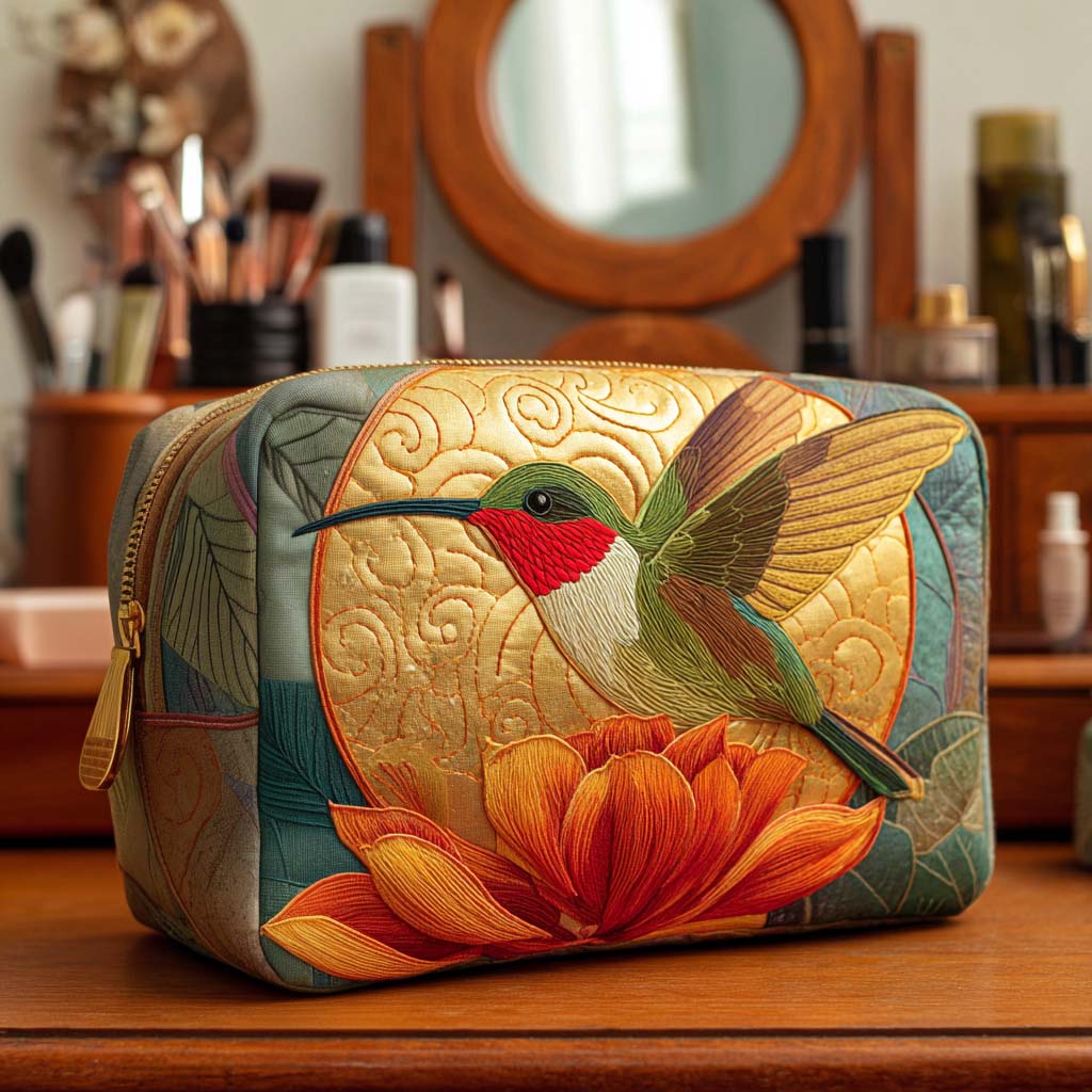 Quilted cosmetic bag - Gold pattern — view 1