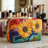 Quilted cosmetic bag - Golden flower — view 1