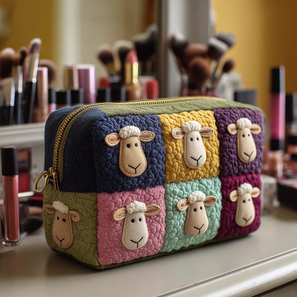 Quilted cosmetic bag with lambs — view 7